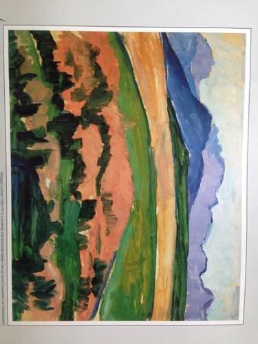 Maggie Laubser calendar print titled "Landskap met Bolandse Berge"